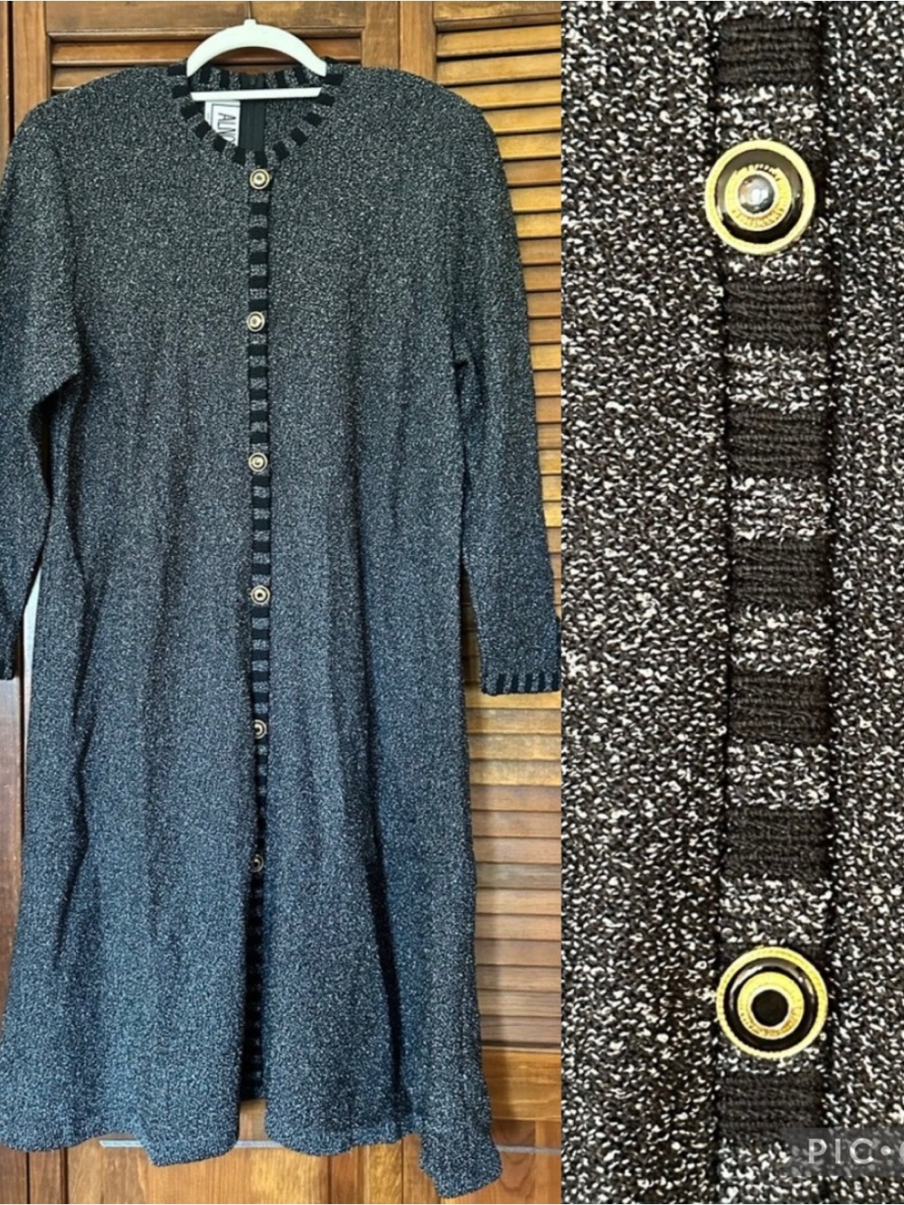 1980s Alnoral by Al Spokavicius classic black and white knit dress size M.